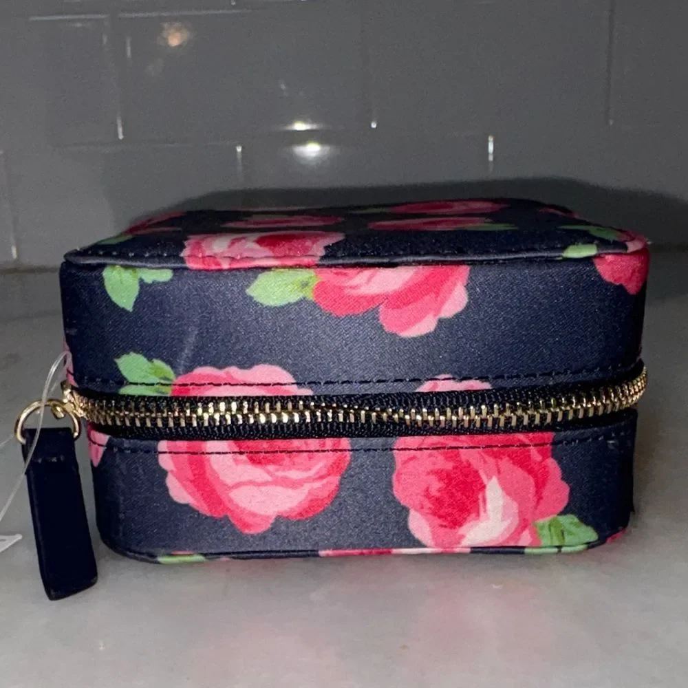 LOFT Floral Travel Jewelry Organizer Case Blue Pink NWT